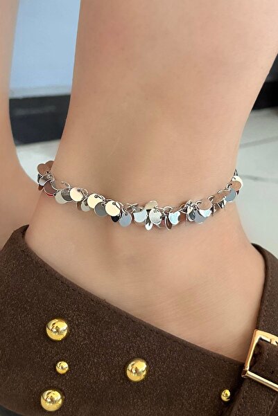 TAKIŞTIR Silver Color Sequin Detailed Ysx Anklet