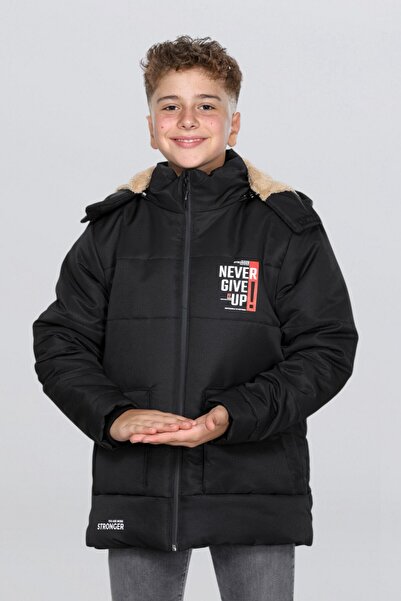 BY GAZİ ERKEK ÇOCUK SU İTİCİ ÇIKARILABİLİR KAPÜŞONLU FERMUARLI CEPLİ MONT