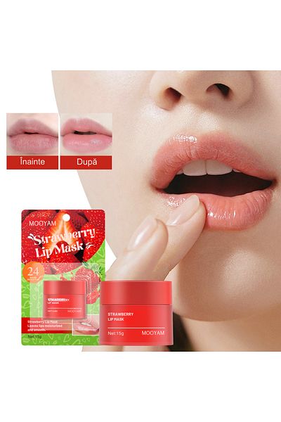 MÖOYAM Mască de buze exfoliantă și hidratantă Mooyam cu aromă de căpșuni, 15g