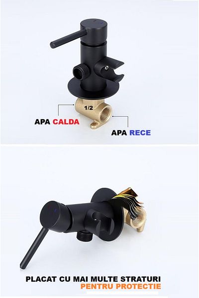 Rain Drop De la Robinetul Meu Set Dus igienic, tip intim cu robinet, apa Calda/Rece pentru Bideu sau Wc, Negru mat