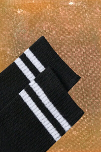 İbrahim Berk 6 Çift Uzun Erkek Spor Tenis Çorap Düz Çizgili Desenli Sporcu Çorabı