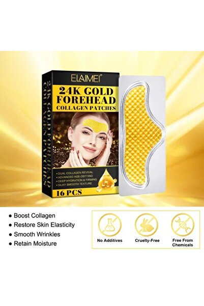 ELAIMEI Collagen and 24K Gold Forehead Patches, 16 Pieces, Anti-Aging, Intense Hydration