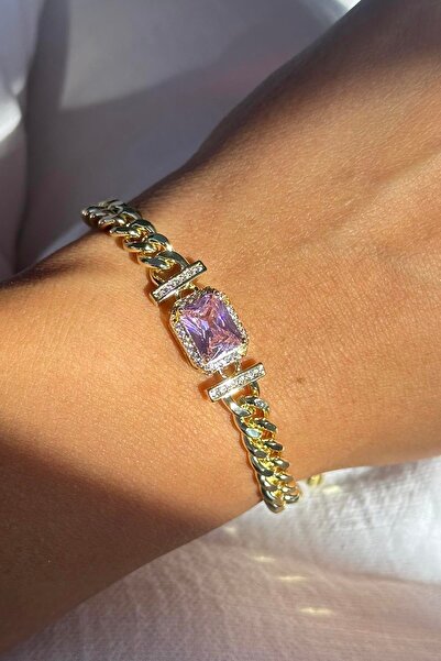 TAKIŞTIR Vip Ysx Bracelet with Gold Color Stone Detail
