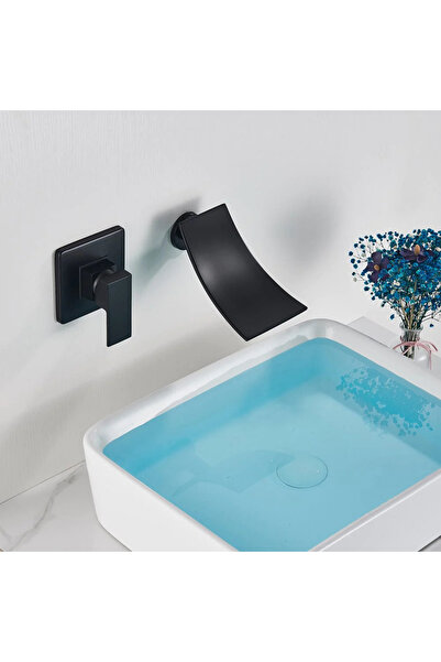 Rain Drop De la Robinetul Meu Baterie lavoar tip cascada, incastrata, negru mat