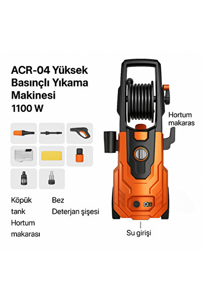 SMAYLİNG Basınçlı Yıkama Makinesi 1100W | Köpük Tanklı 60 Bar Oto Yıkama