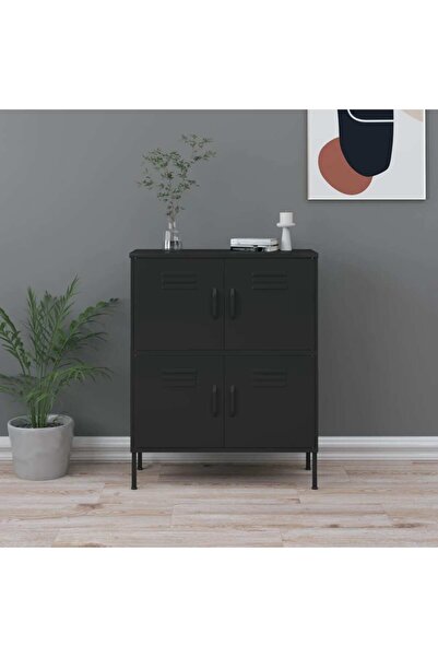 vidaxl Storage Cabinet Black 80x35x101.5 cm Steel