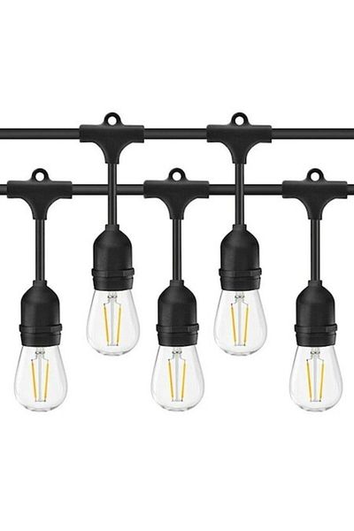 Rovitech Șir luminos LED cu pandantive, interconectabil, cutie LED, 20 m cu 20 becuri E27, lumină caldă, energie