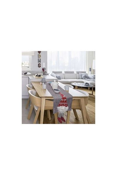 Ruhhy Table runner, festive Christmas decoration, accessorized with two elves, 215x34 cm