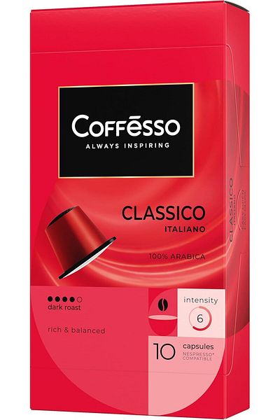 Coffesso Classico Italiano Coffee Capsules, 100% Arabica Espresso, 10 Pods, 50g