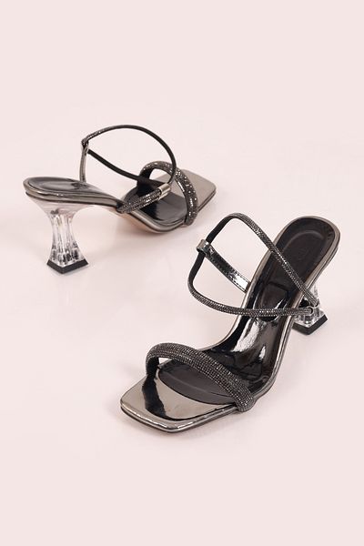 SHOESSHOPS Transparent Heel Stone Women's Heeled Shoes