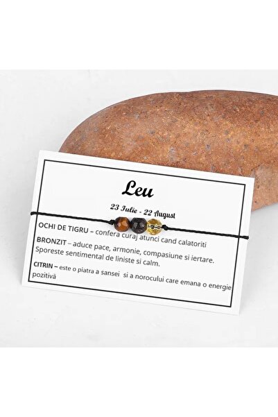 animis beauty Bratara zodia Leu, reglabila, din pietre naturale semipretioase, unisex