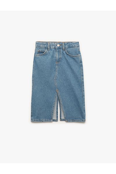 Koton Fusta midi din denim din bumbac cu detaliu de buzunar