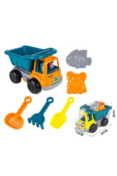 Fun Moment مجموعة لعب رمل الشاطئ للأطفال مع شاحنة وقوالب رمل - 6 قطع