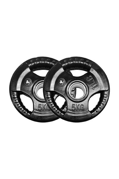 YALLA HomeGym 2.5KG Pair of Olympic Tri Grip Weight Plates, Solid Cast Iron Rubber Coated Weight Pla