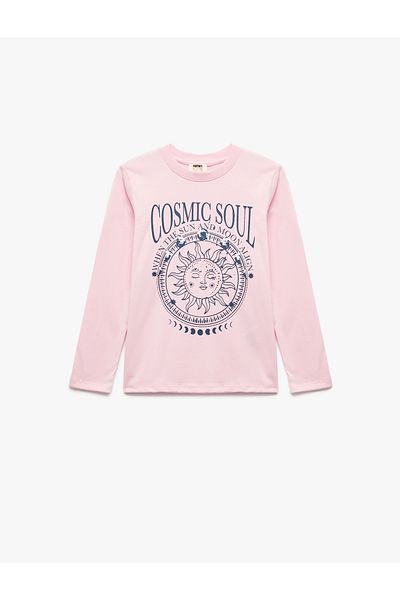 Koton Long Sleeve Crew Neck Cotton Printed T-shirt