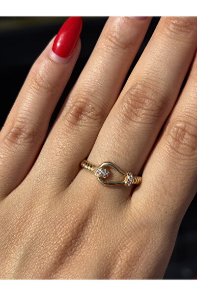 Has Kuyumcum 14 Ayar Altın Taşlı Düğüm Yüzük