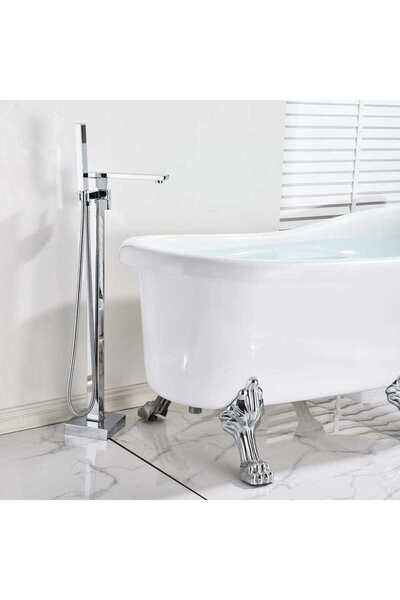 CasaVie Baterie freestanding cu cadru patrat, argintiu cromat, cod 1525