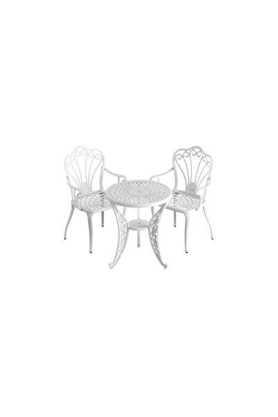 HubRom Set Mobilier Gradina HubRom, 1xMasa Rotunda(60x72), 2xScaun ISTANBUL(43x42x50x91) Alb