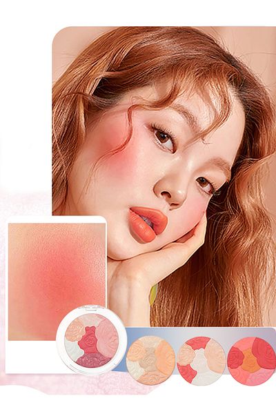 Colorina 4 Pcs Multi-Colored Blush Powder Set, Long Lasting Contour and Highlighter Palette for Cheek & Eye