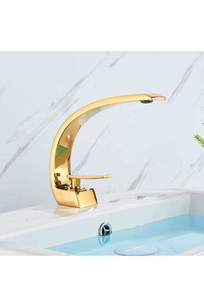 CasaVie Bateria pentru lavoar, curbata in forma de C, auriu lucios, cod 1485