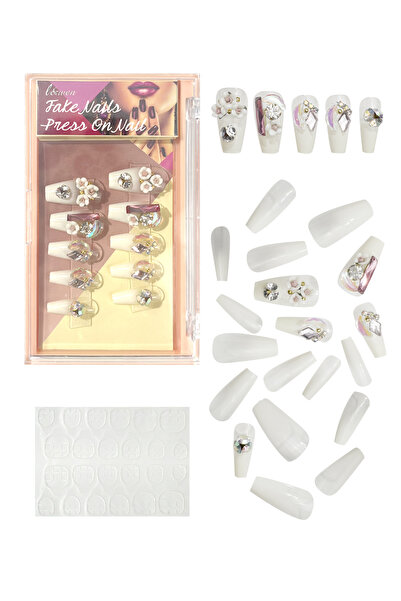 L&Wen مجموعة من 24 قطعة من الأظافر الصناعية و36 قطعة من أشرطة لاصقة للأظافر، ...