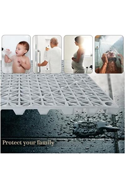 Generic JMK - Interlocking Floor Tiles, 30.5 x 30.5 x 1.5 cm, PVC Drainage Tiles, 10-Piece Set, Grey