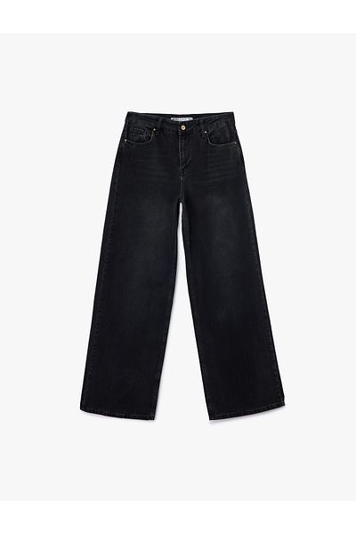 Koton Low Waist Comfortable Fit Wide Leg Jeans - Loose Straight Fit Jeans