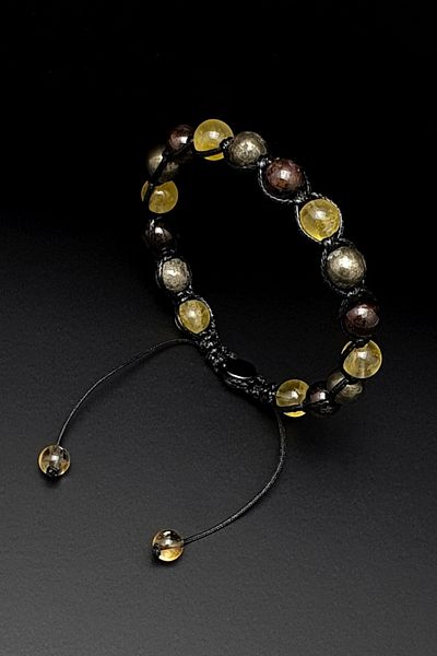 Seven Art Jewelry Natural Stone Bracelet, Handmade Leo Macrame Bracelet – Citrine, Garnet and Pyrite Stones