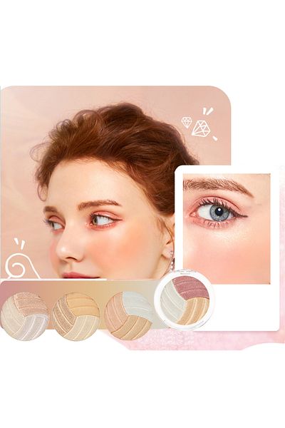 Colorina 4 Pcs Multi-Colored Blush Powder Set, Long Lasting Contour and Highlighter Palette for Cheek & Eye