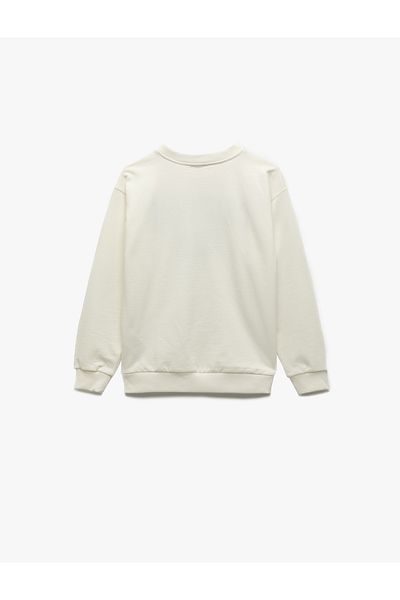 Koton Long Sleeve Crew Neck Cotton Hooded Printed Sweatshirt