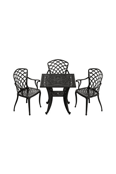 HubRom Set Mobilier Gradina HubRom, 1xMasa Patrata(75x75x72), 3xScaun HITIT(43x42x50x92) Negru