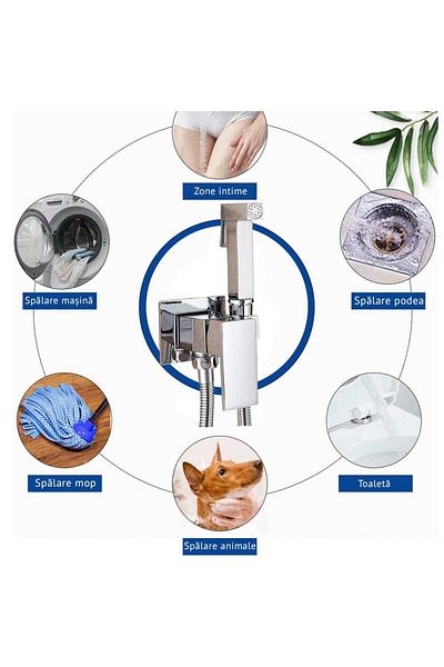 CasaVie Robinet tip dus intim pentru bideu sau wc cu doua intrari, crom lucios, cod 1266