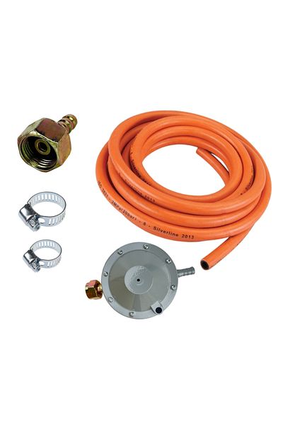 OEM Pachet Butelie Gaz: Ceas, Furtun Portocaliu 4m, Piulita cu Filet Stanga, 2 Coliere