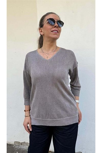 JM V-Neck Fakir Sleeve Glitter Knitwear