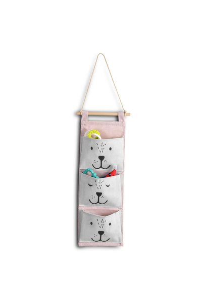 NUKIDO Hanging textile organizer Pink Bear