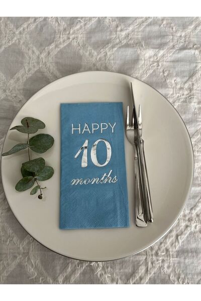 kidspartim منديل فضفاض مطوي باللون الأزرق المطلي بالفضة لعمر 10 أشهر، 16 قطعة