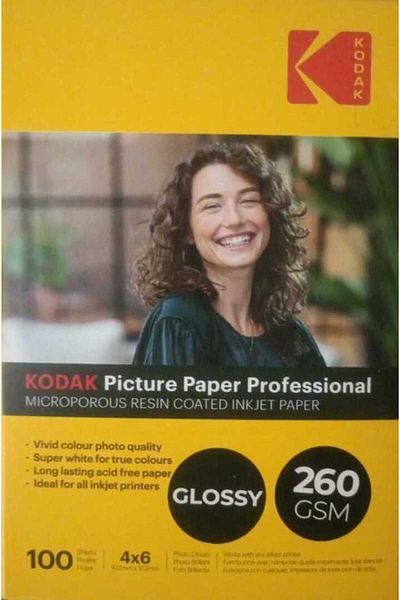 Kodak Picture Paper MICROPOROUS RESIN COATED INKJET Paper, 4 X 6 (102mm x 152mm), 260GSM, 100 Sheets