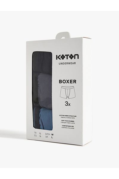 Koton Cotton Regular Fit Stripe Detailed 3-Piece Boxer Set