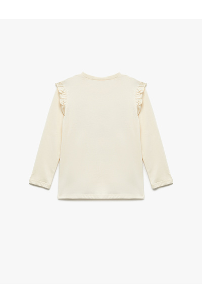 Koton Ballerina Print Long Sleeve Crew Neck Cotton T-Shirt