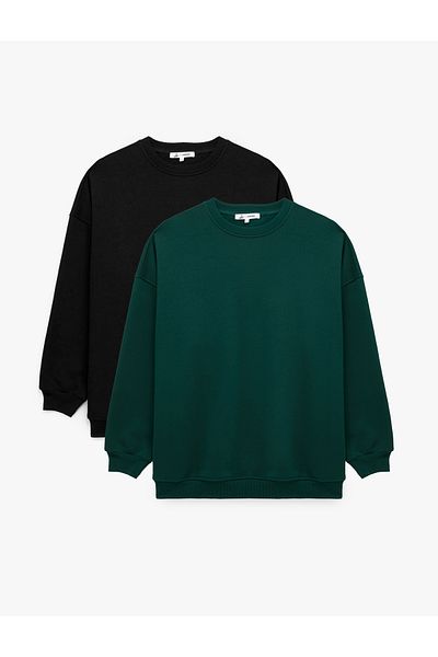 Koton Long Sleeve Crew Neck Oversize Cotton 2-Piece Sweatshirt Set