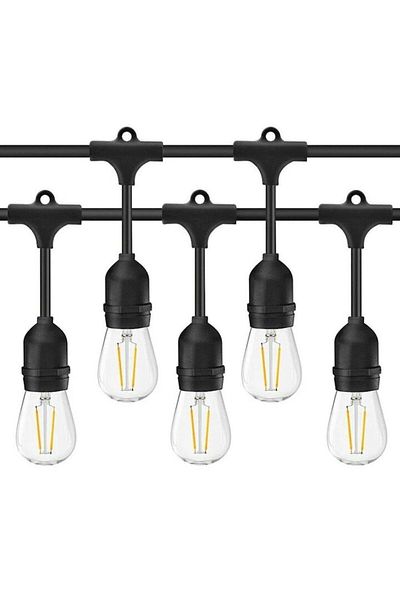 Rovitech Șir luminos LED cu pandantive, interconectabil, cutie LED, 20 m cu 20 becuri E27, lumină caldă, energie