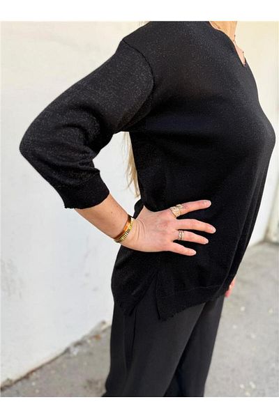JM V-Neck Fakir Sleeve Glitter Knitwear