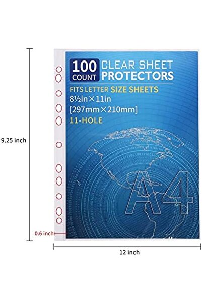 Others HUA JIE A4 Clear Sheet Protectors (100pcs) A4 Poly Punched Pockets for Ring Binders