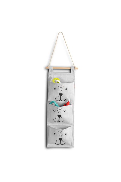 NUKIDO Grey Teddy Bear Hanging Textile Organizer