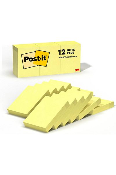 3M ملاحظات صغيرة من Post-it، 1.5 × 2 بوصة، 12 ورقة، أصفر كناري
