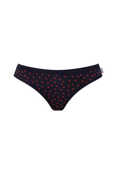 U.S. Polo Assn. Women's 3-Piece Slip Panty Set - Navy Blue with Red Heart and Stripes Pattern