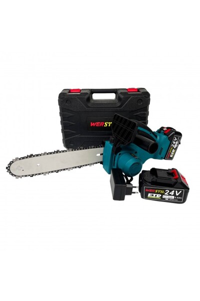 WerStil Drujba Electrica Lama 30CM, cu 2 Acumulatori 24V, 5Ah, Albastra