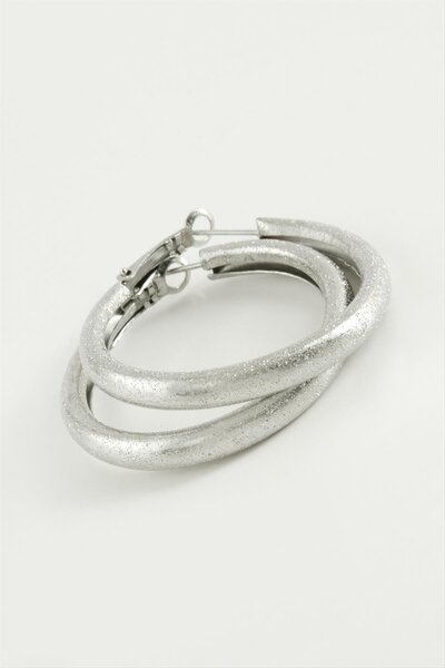 ZERO LAND Hn-Shop Silvery Tube Hoop Earrings 5.5 Cm-Silver Color