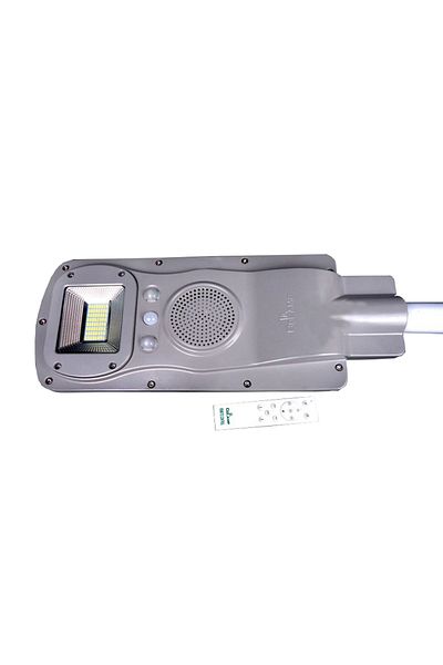 KlaussTech Sistem solar cu difuzor audio Bluetooth, felinar stradal, putere 60 W, luminozitate 800 lm