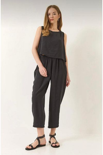 MEGOMEL Women's Thick Strap Blouse Elastic Waist Pants Modal Suit
